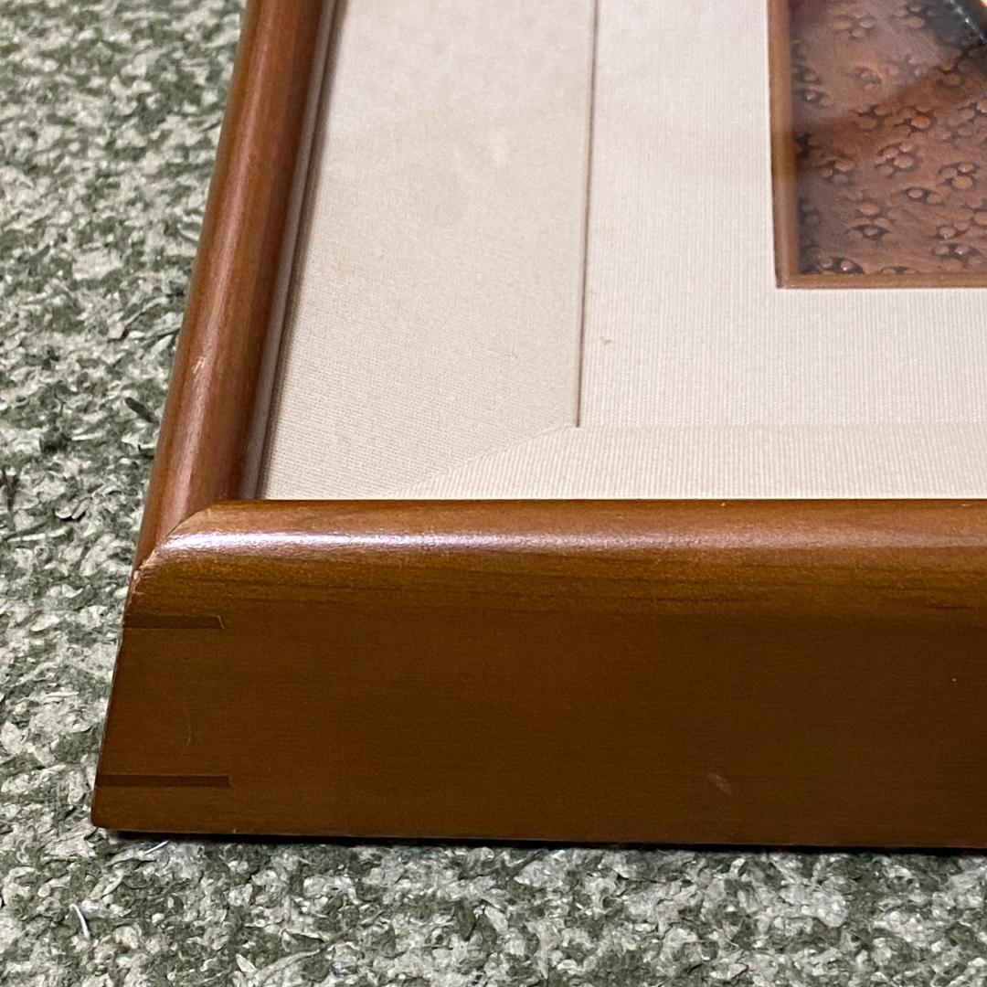 家紋額 開運 立体打出紋 丸に木瓜 まるにもっこう 銅板製 木製額縁