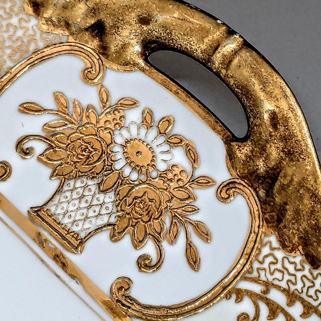 貴重な美品✨オールドノリタケ金盛上花籠装飾図紋マルキ印プレート大皿