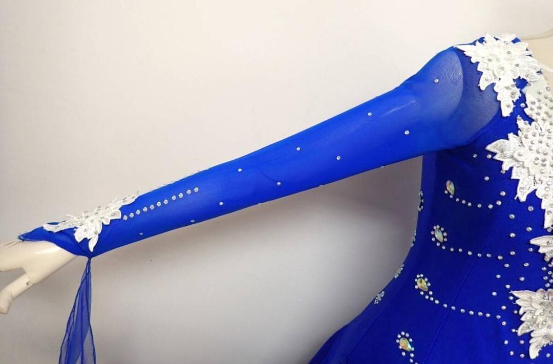 6357★SMサイズ★青×白/花モチーフ/スタンダードドレス☆社交ダンス