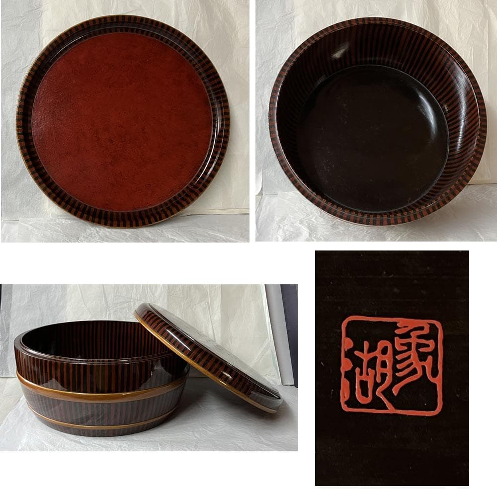 e3145 藤井象湖 寄木 取込盆 急須盆 巾筒 茶櫃 煎茶盆 螺鈿 煎茶道具