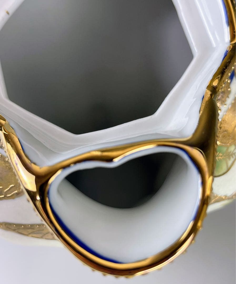 【美品】オールドニッポン 約２４cm 金盛り 花紋 チョコレートポット ティー