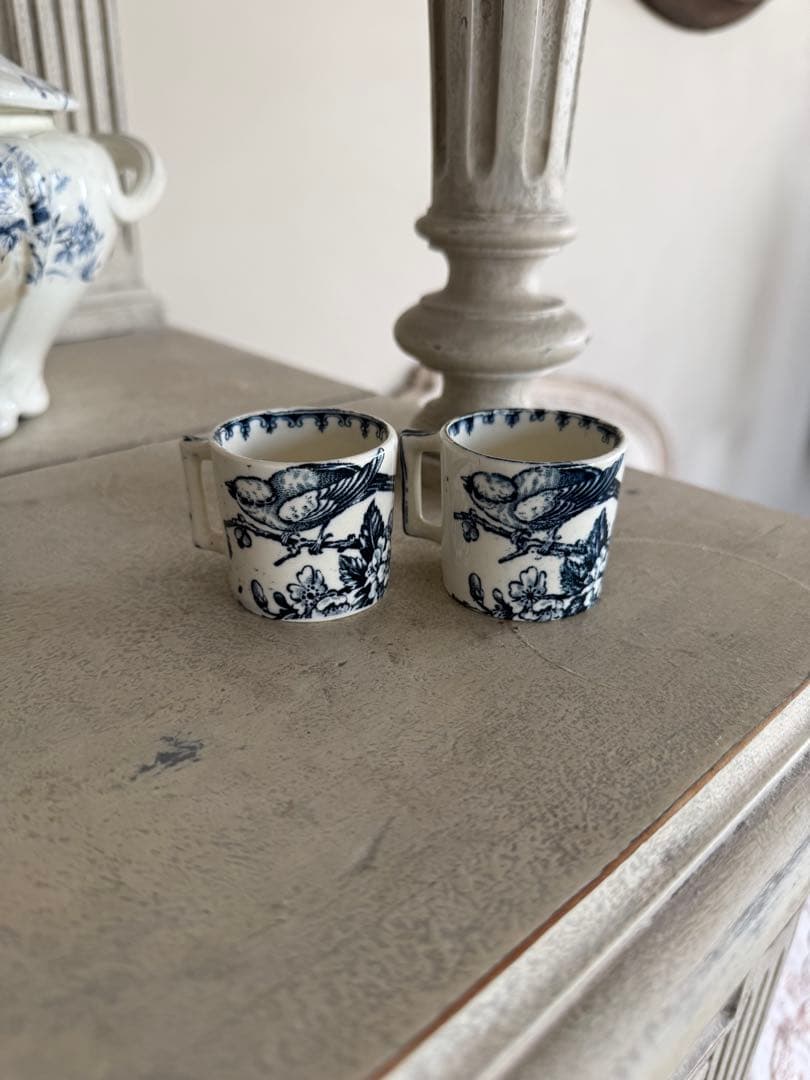 フランスアンティーク陶器リュネビィルMesangeディネットおままごとカップ