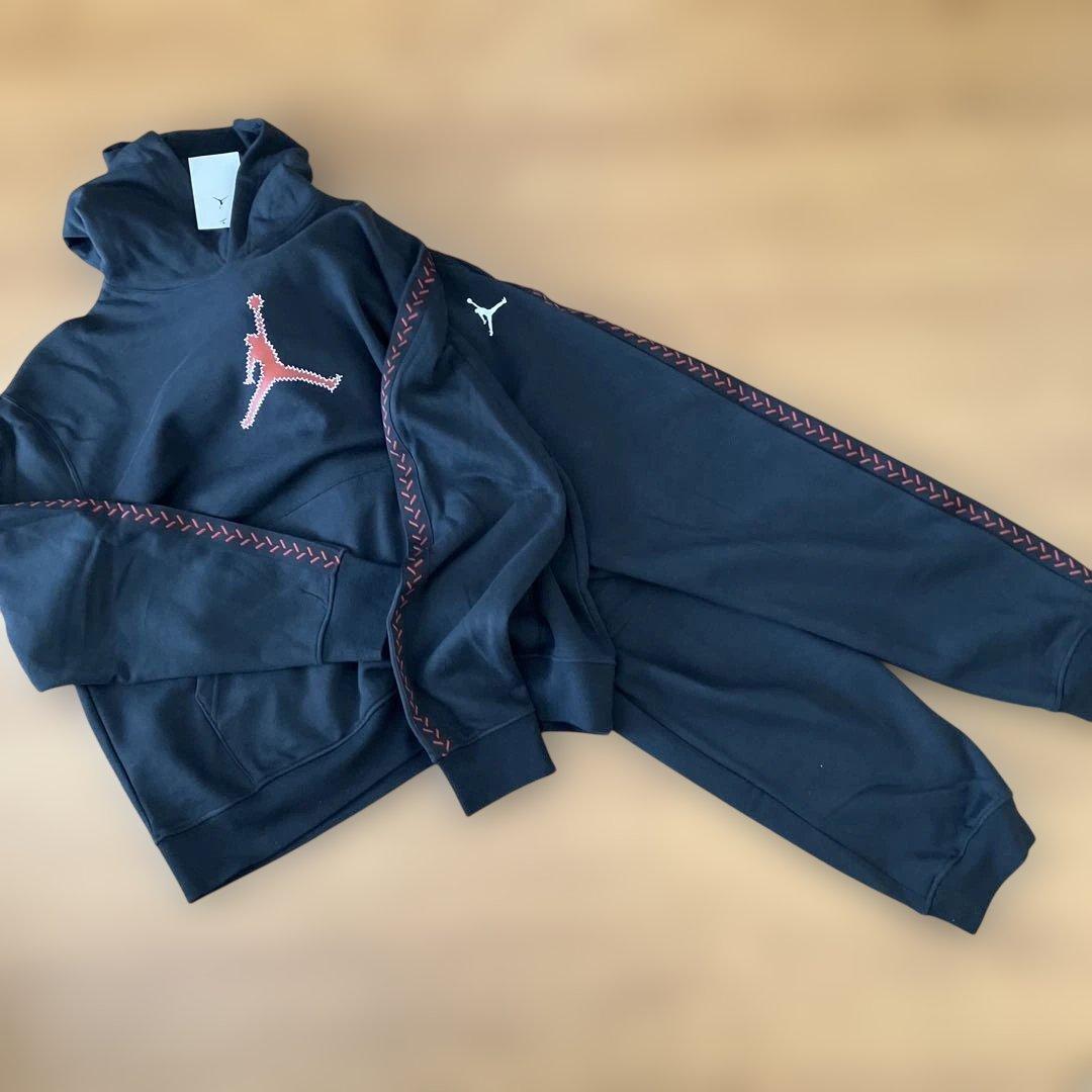 早い者勝ち！Jordan ブラック フーディーとパンツセット　Ｌ