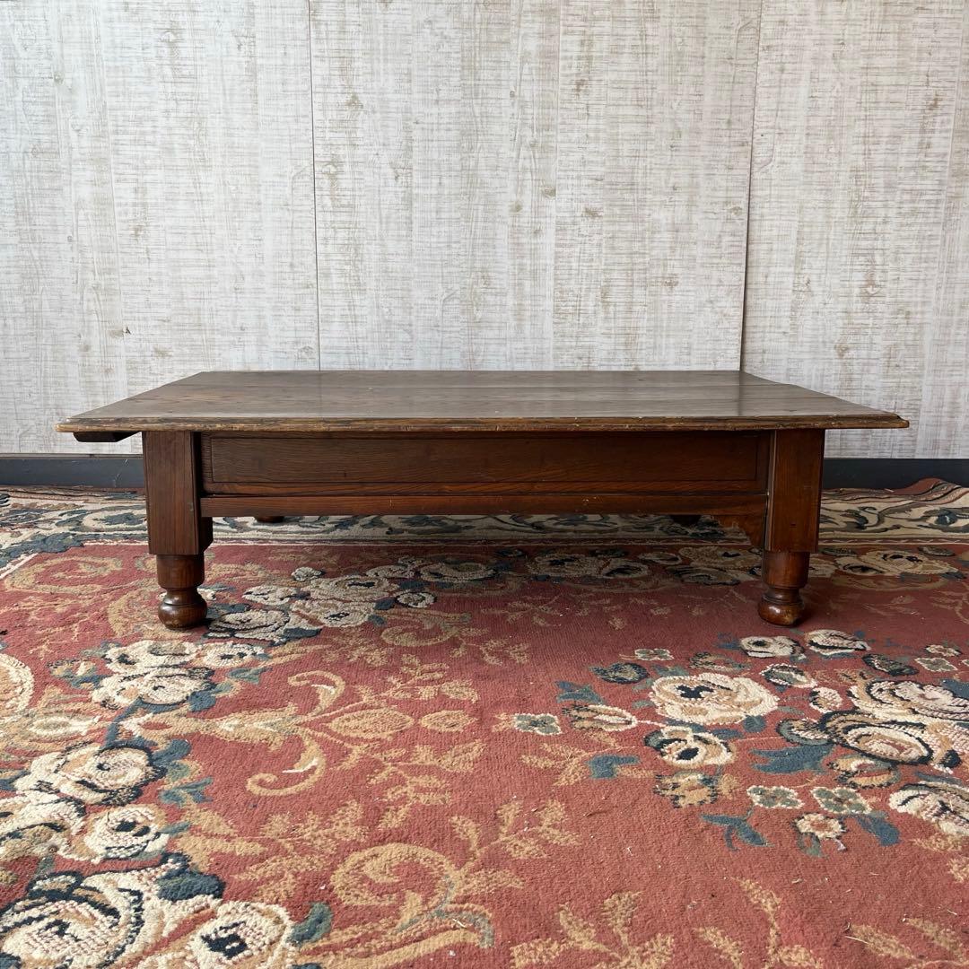 【アンティーク】木製 文机 コーヒーテーブル 引出し 昭和レトロ 古家具 書斎机