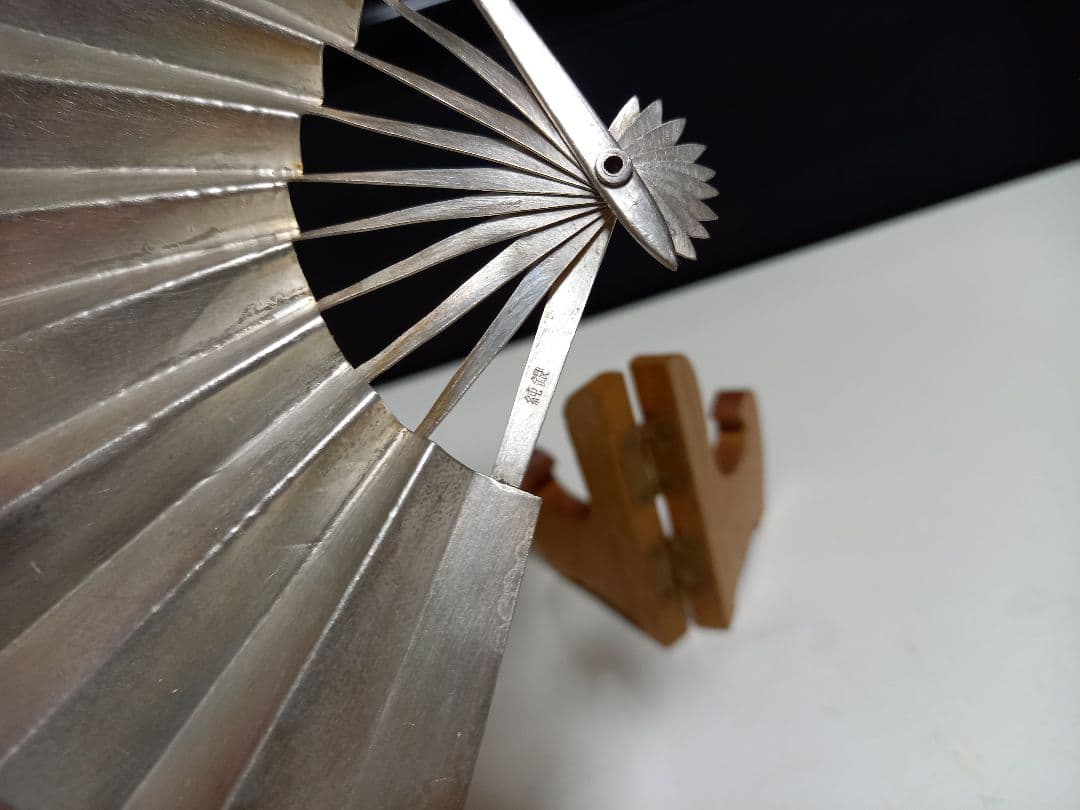 純銀製　松竹梅　扇子　扇　飾り