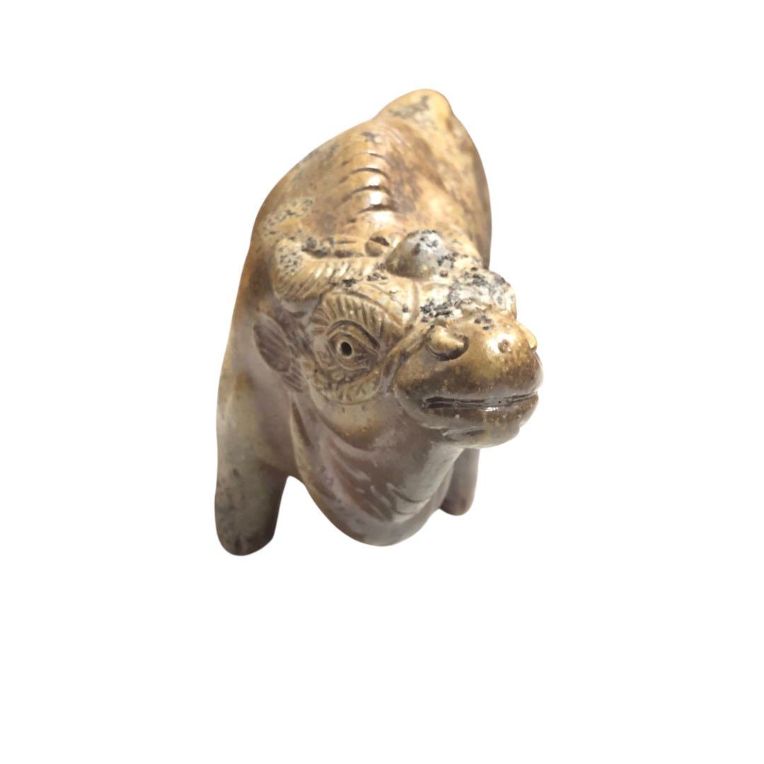 備前焼　牛　置物　木箱入り　日本製　アンティーク　インテリア