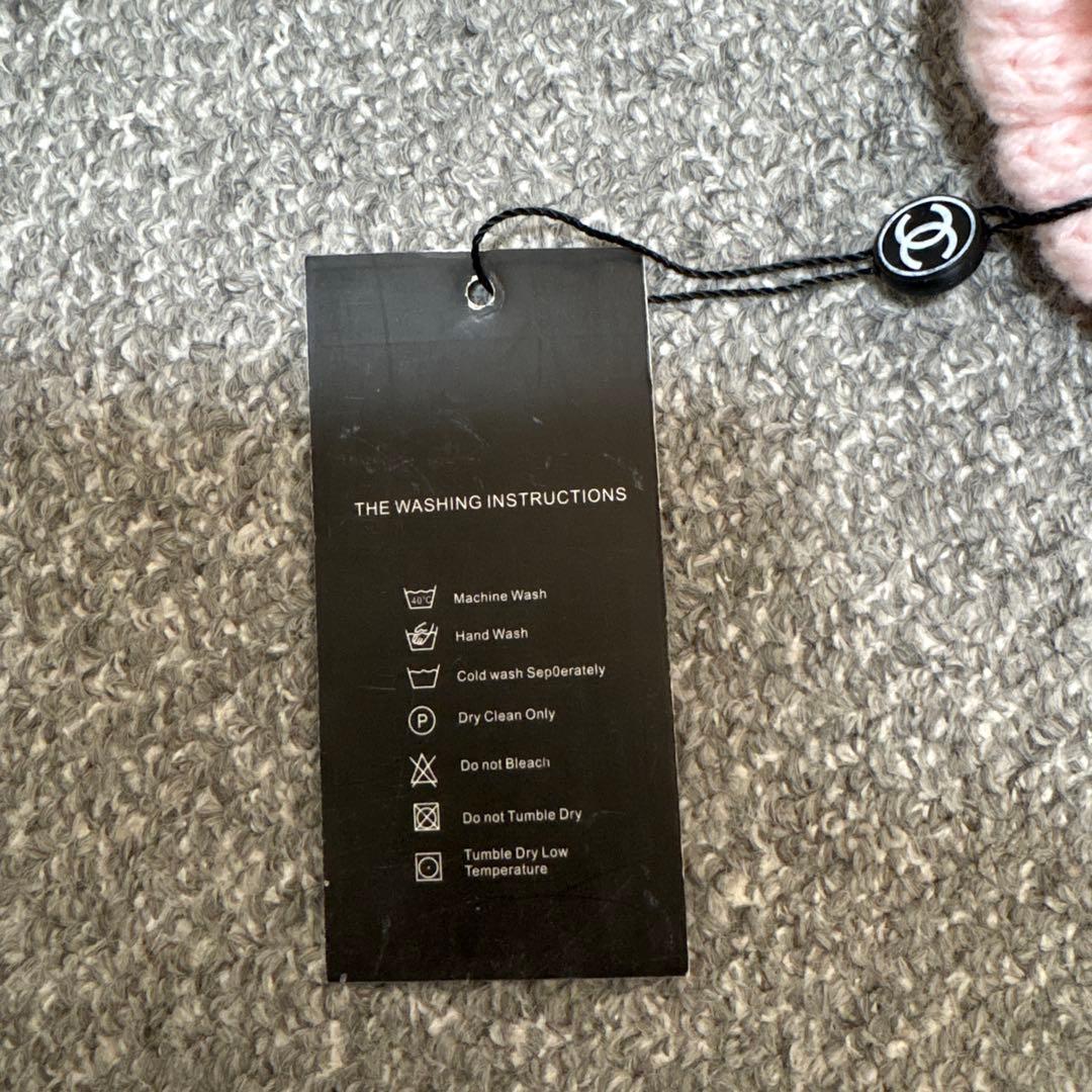 CHANEL ピンク ニット帽 ファー付き