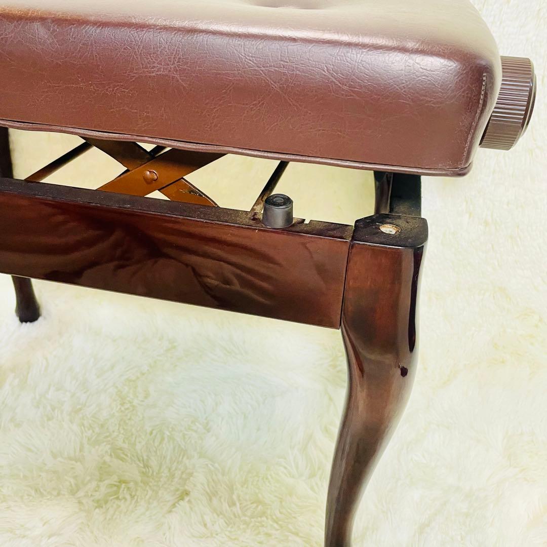 美品　猫足　ピアノ椅子　艶あり　ウォルナット　高さ調整機能付き　高級