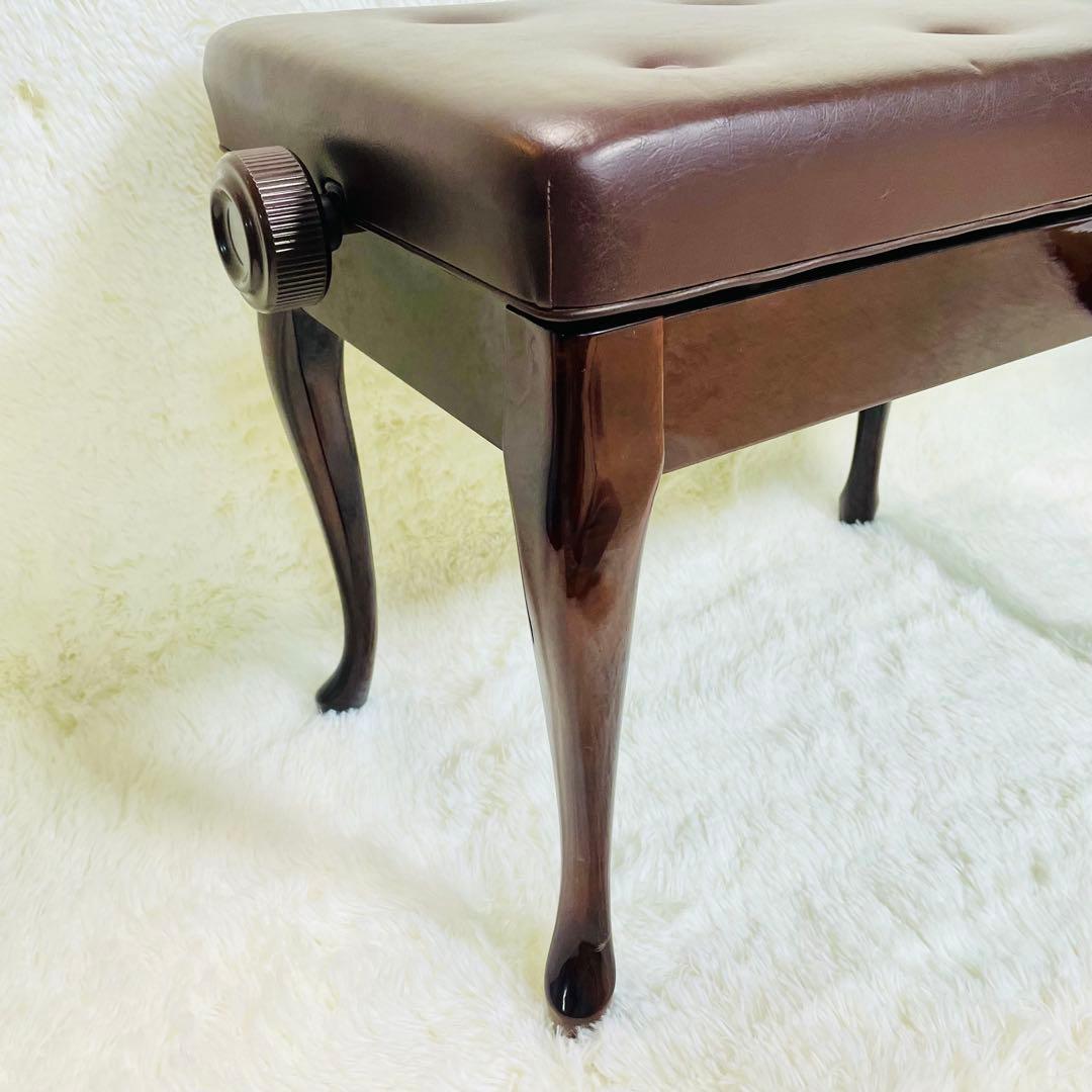 美品　猫足　ピアノ椅子　艶あり　ウォルナット　高さ調整機能付き　高級