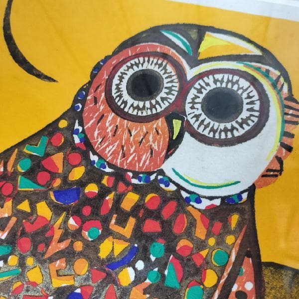 木村義治 作 直筆サイン入り 木版画 聖者B 45/85 限定 梟 ふくろう