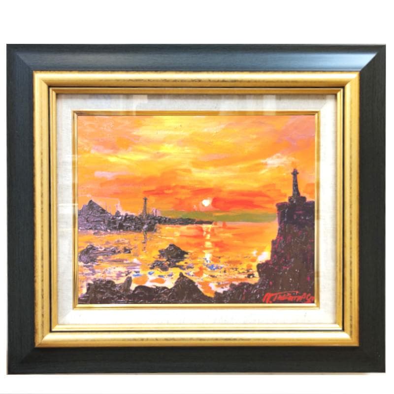 ☆ 高橋益之 ☆「 本泊港　( 利尻）」油絵 F３号サイズ 　新品！