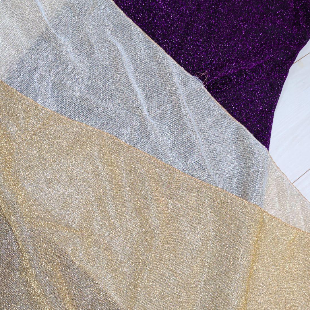 ベリーダンス サイーディドレス パープル グリッター+ゴールドヒップスカーフ