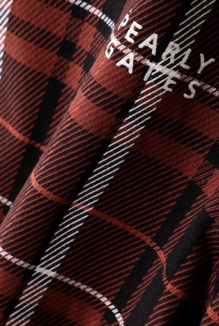 新品 パーリーゲイツ コットンストレッチカルゼチェックパンツ(7)サイズ3L/茶