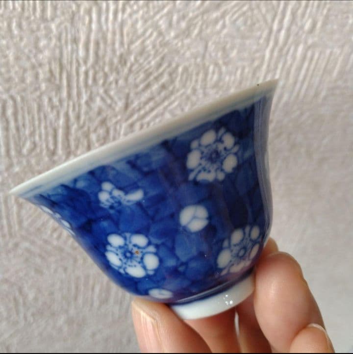 《新春セール！》中国古玩新渡青花氷裂瑠璃梅文盃古伊万里蕎麦猪口