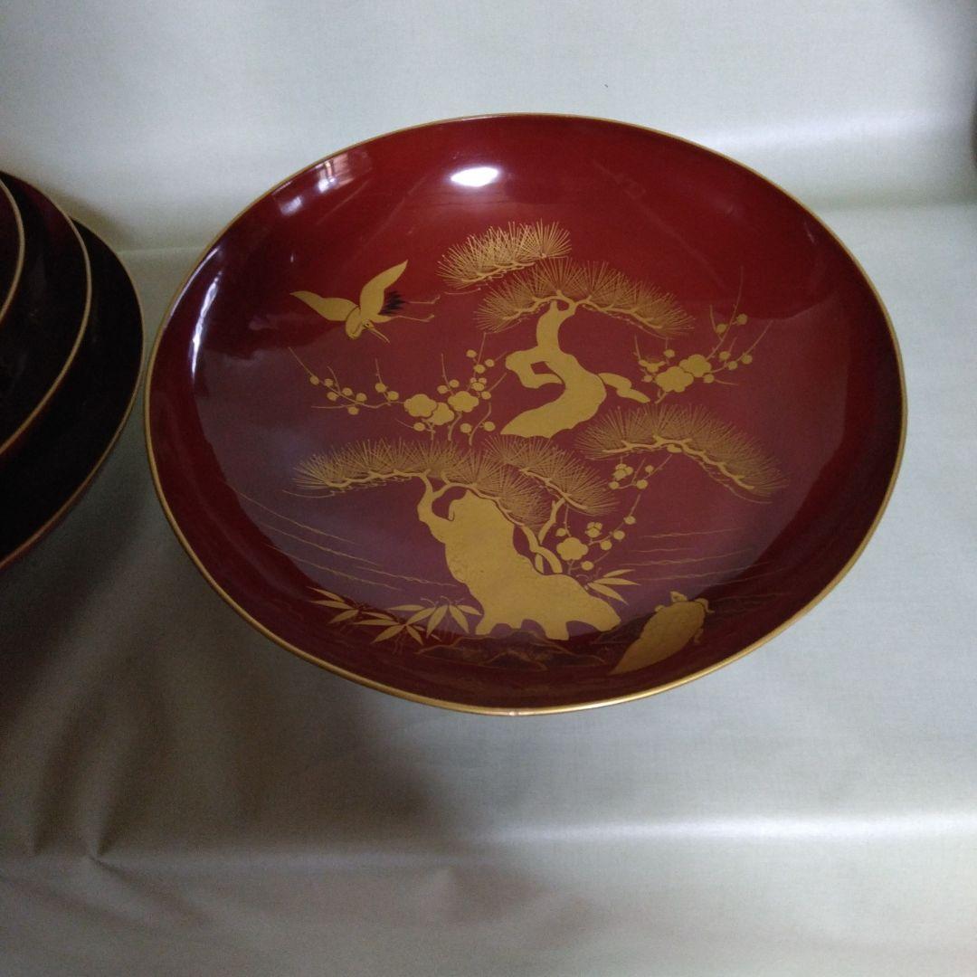 木製九つ重ね杯　本金蒔絵付