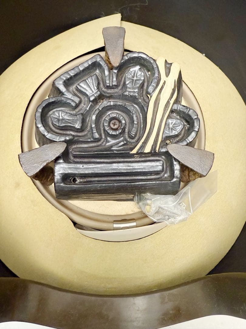 ほぼ未使用 茶道具 唐銅製 野々田面取風炉 古銅色 電熱器 敷板 2点セット元箱