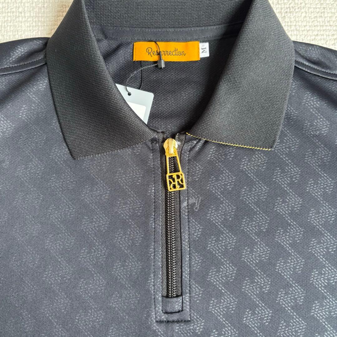 【Mサイズ】レザレクション ゴルフウェア GMエンボスジップ 半袖ポロシャツ