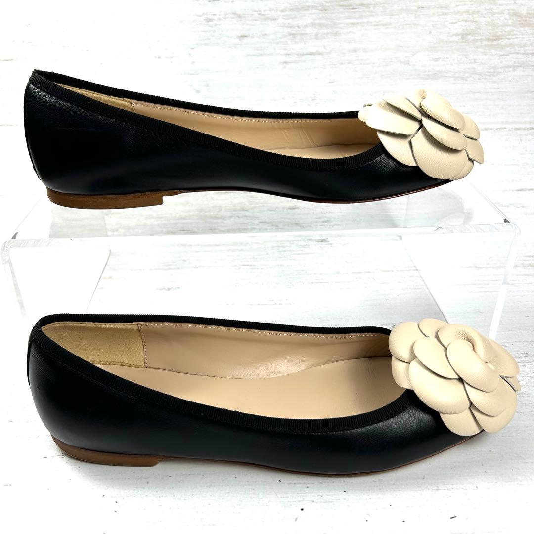 美品　FABIO RUSCONI ラウンドトウカメリアバレエシューズ　36