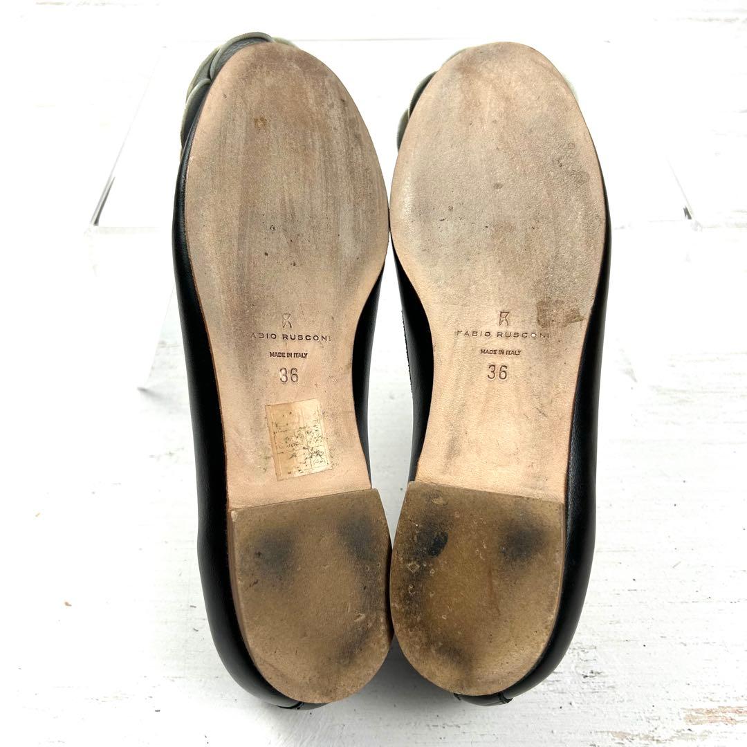 美品　FABIO RUSCONI ラウンドトウカメリアバレエシューズ　36