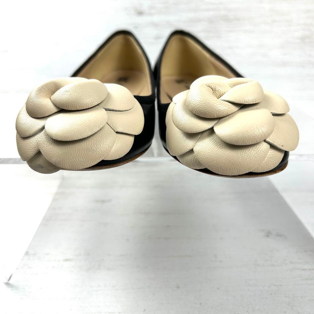 美品　FABIO RUSCONI ラウンドトウカメリアバレエシューズ　36