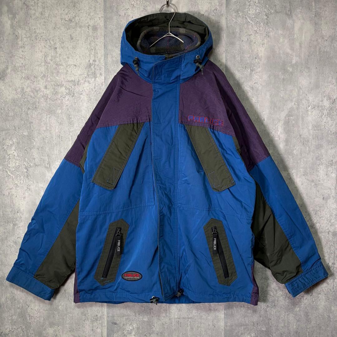 希少 FABLICE 大きめレトロ スキーウェア 上下3点セット 青
