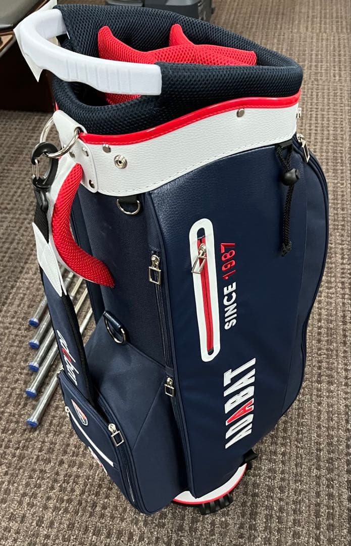 adabat キャディバッグ ネイビー/ホワイト/レッド
