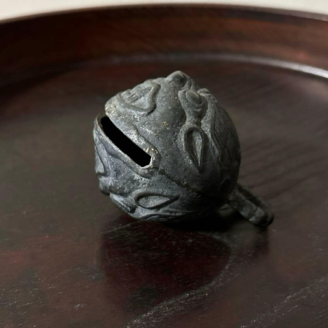 鬼面　鈴　1点　李朝　朝鮮古美術　柄付神鈴 銅鈴 神具 仏教美術　アンティーク