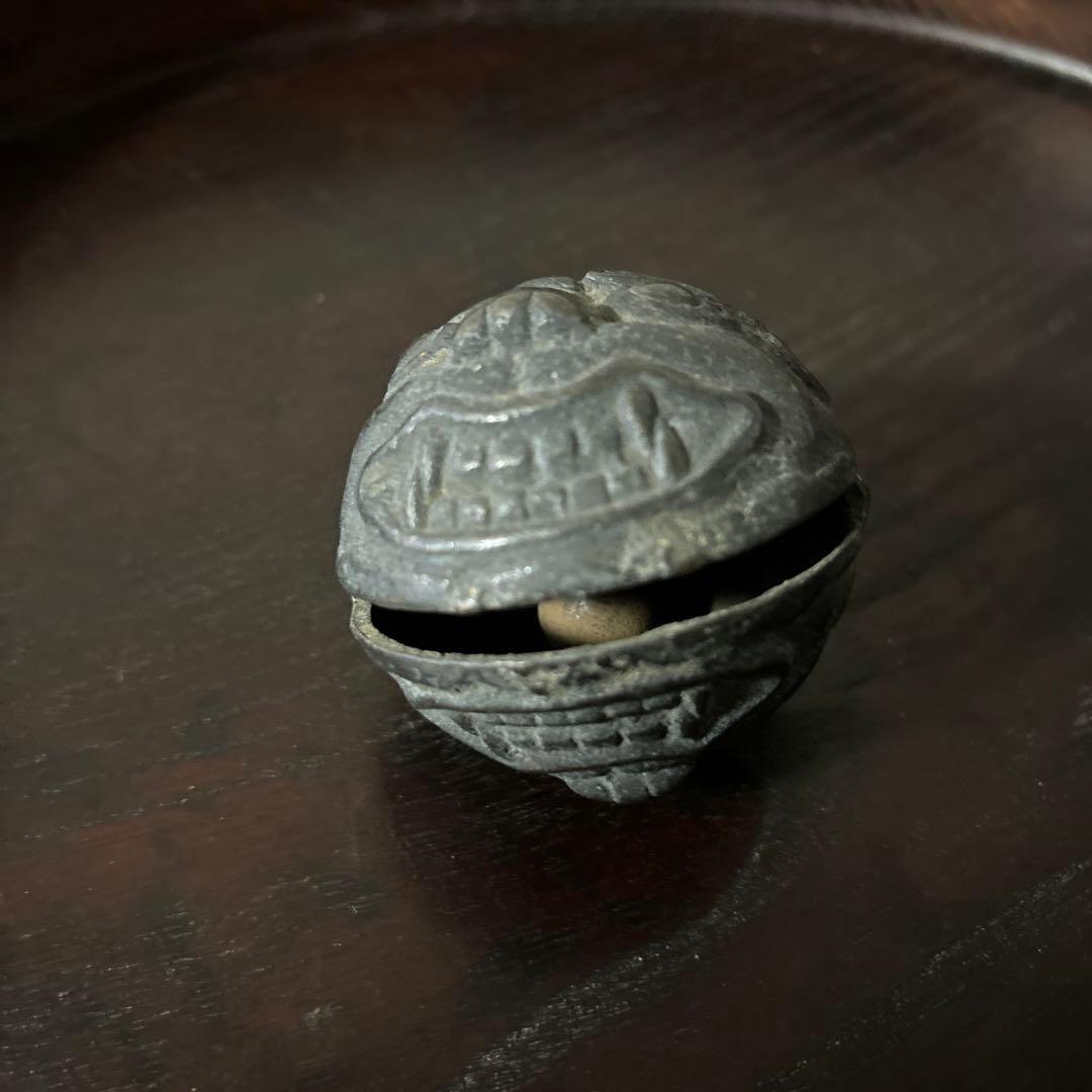 鬼面　鈴　1点　李朝　朝鮮古美術　柄付神鈴 銅鈴 神具 仏教美術　アンティーク