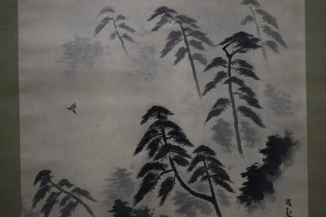 真作/大智勝観/松林ホトトギス図/布袋屋掛軸HD-966