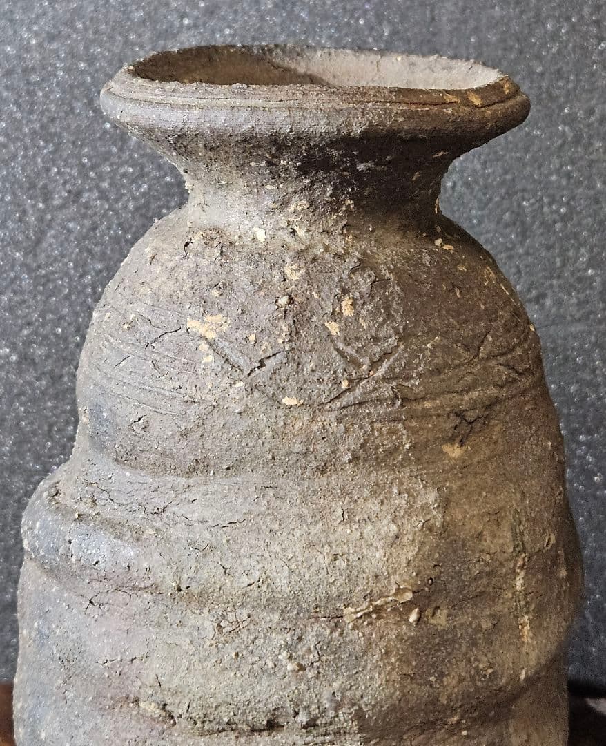 江戸時代　古信楽　檜垣文様　壺　花入れ　花生け　茶道具　茶器　古陶磁器　オブジェ