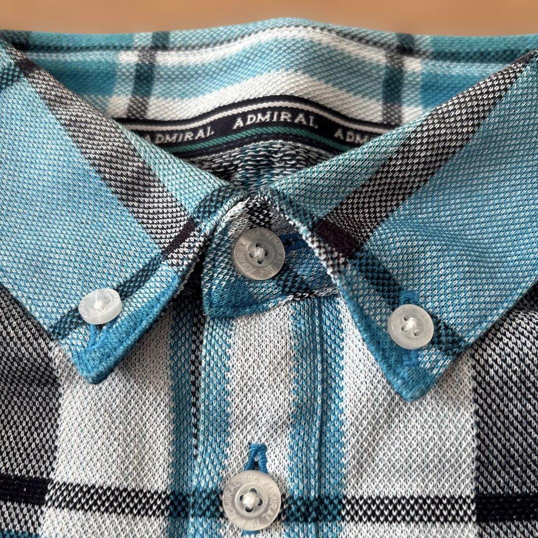 Admiral ゴルフウェア　青　チェック柄　ポロシャツ