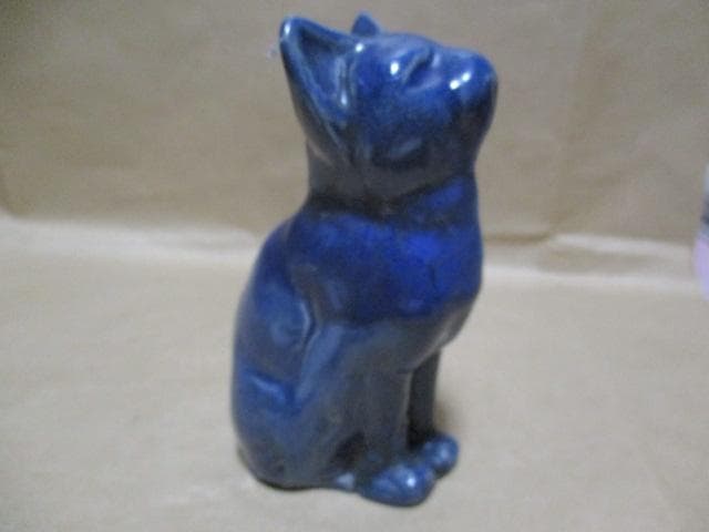 中国　唐代　藍釉俑　猫　珍品　I40-3