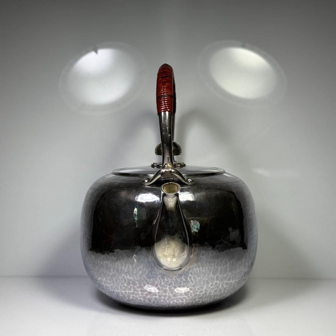 純銀製 槌目 薬缶 鳴付 銀瓶 煎茶道具 箱付 純銀保証