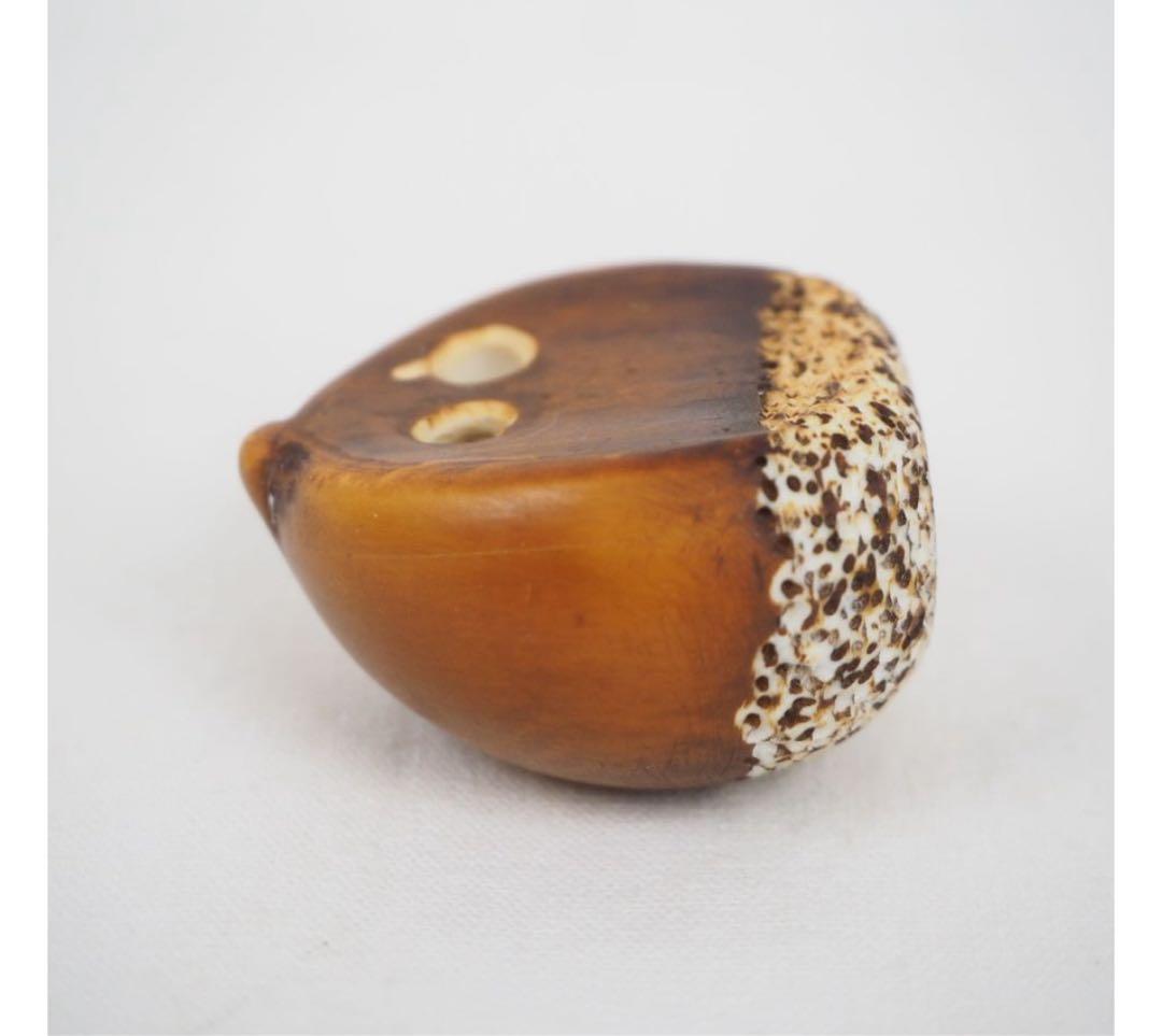 送料無料 時代物　栗根付　秀逸作