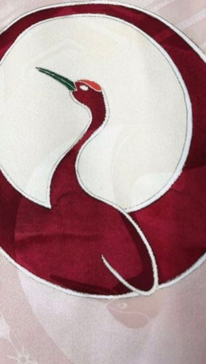 特選アンティークAPSS 鶴地文様　正絹訪問着　綸子　鶴尽くし　古美術　きもの