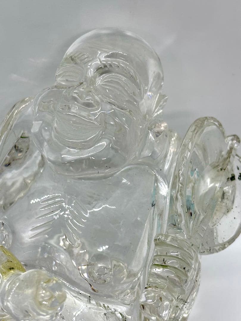 #伝統工芸士　保山作　水晶彫刻 布袋像 台座付き