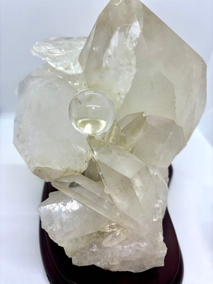 #伝統工芸士　保山作　水晶彫刻 布袋像 台座付き