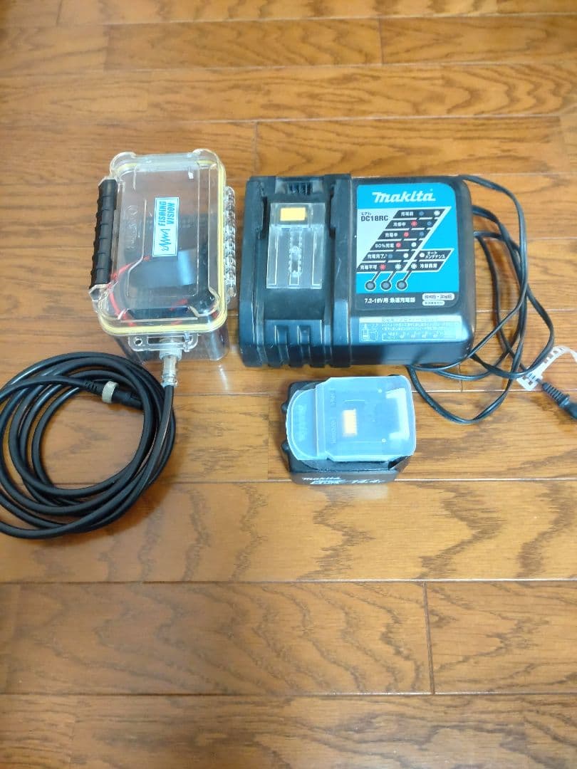 マキタ電動リール用　防水バッテリーケース　バッテリー(マキタ）　充電器セット