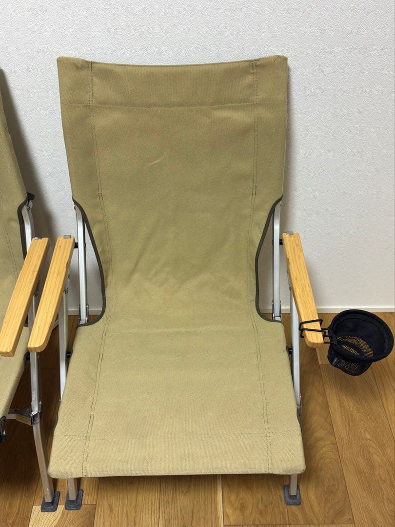 スノーピーク　ローチェア30 カーキ、ローチェアクッションプラス、カップホルダー