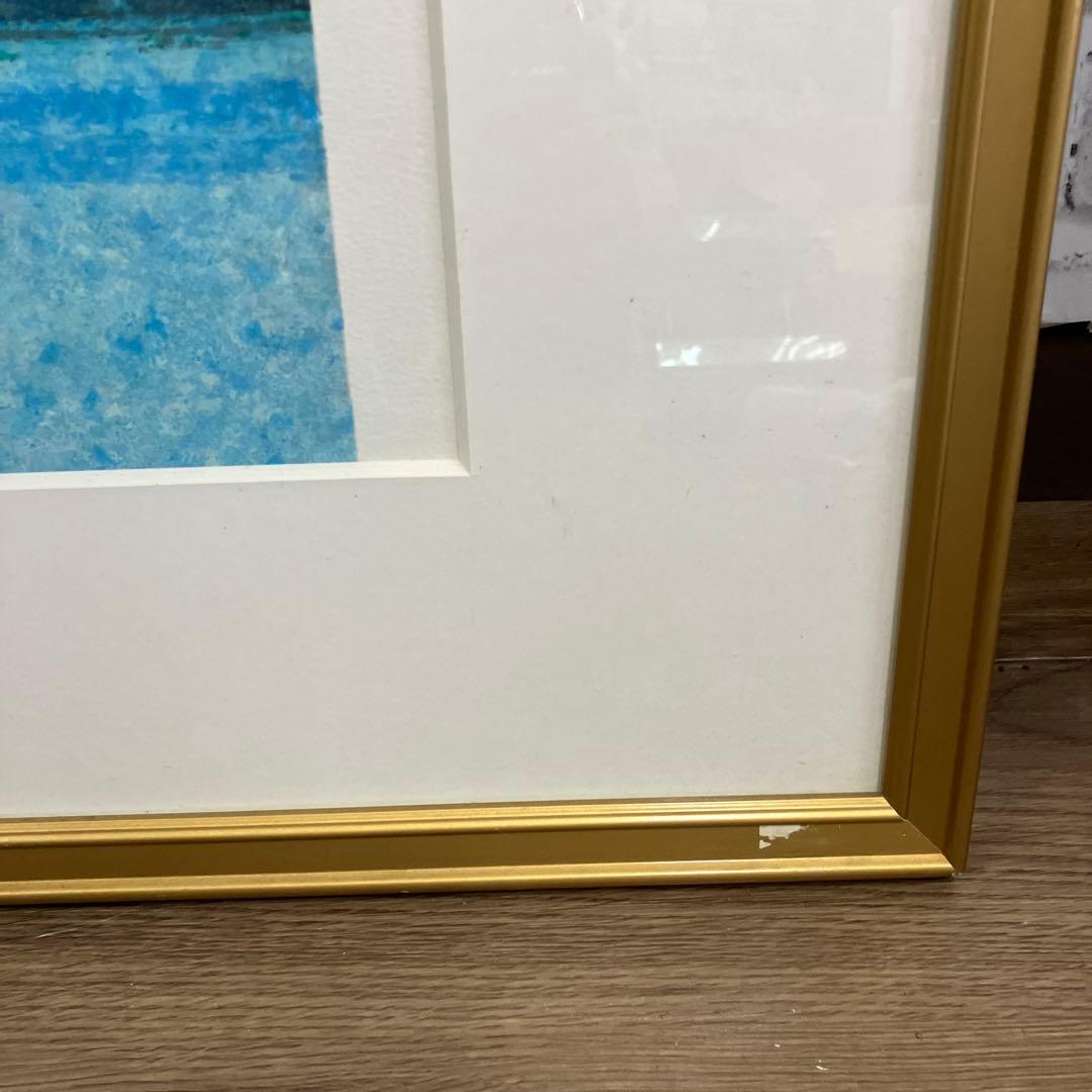 風景画 絵画 アート 水辺の街並み ヨット 額装 ゴールドフレーム インテリア