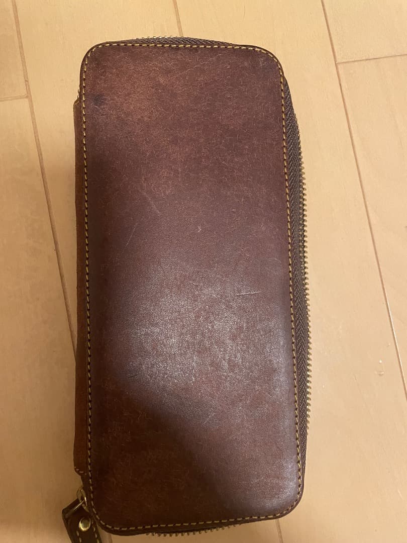 バハギアブラウンレザー筆箱 タバコ