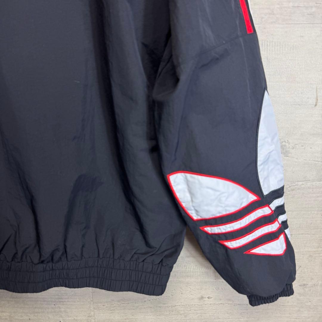 adidas　アディダス　トレフォイル刺繍　黒　ナイロンジャケット　L 目黒蓮