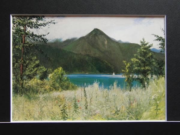 岡田三郎助、河口湖畔、豪華・希少・大判画集画、新品高級額・額装付