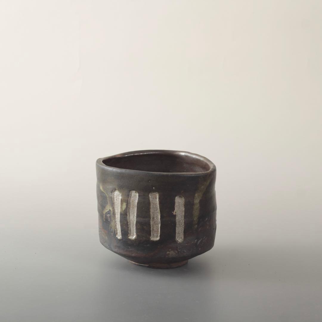 黒織部 筒茶碗 古美術 復興織部 茶道具 茶碗 織部 古道具 アンティーク