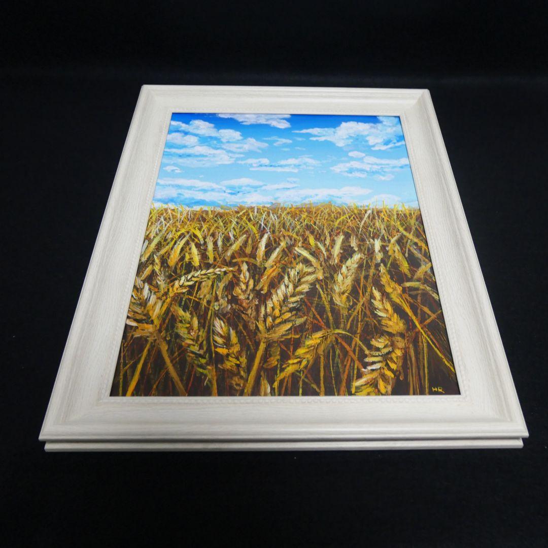 油絵 絵画 【空と雲の麦畑】