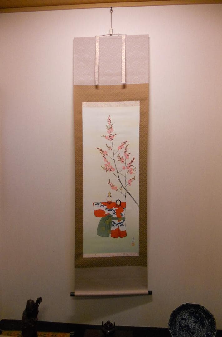 掛け軸 田中康浩 立雛 絹本 希少 軸装 茶道具 掛軸 美品 です。