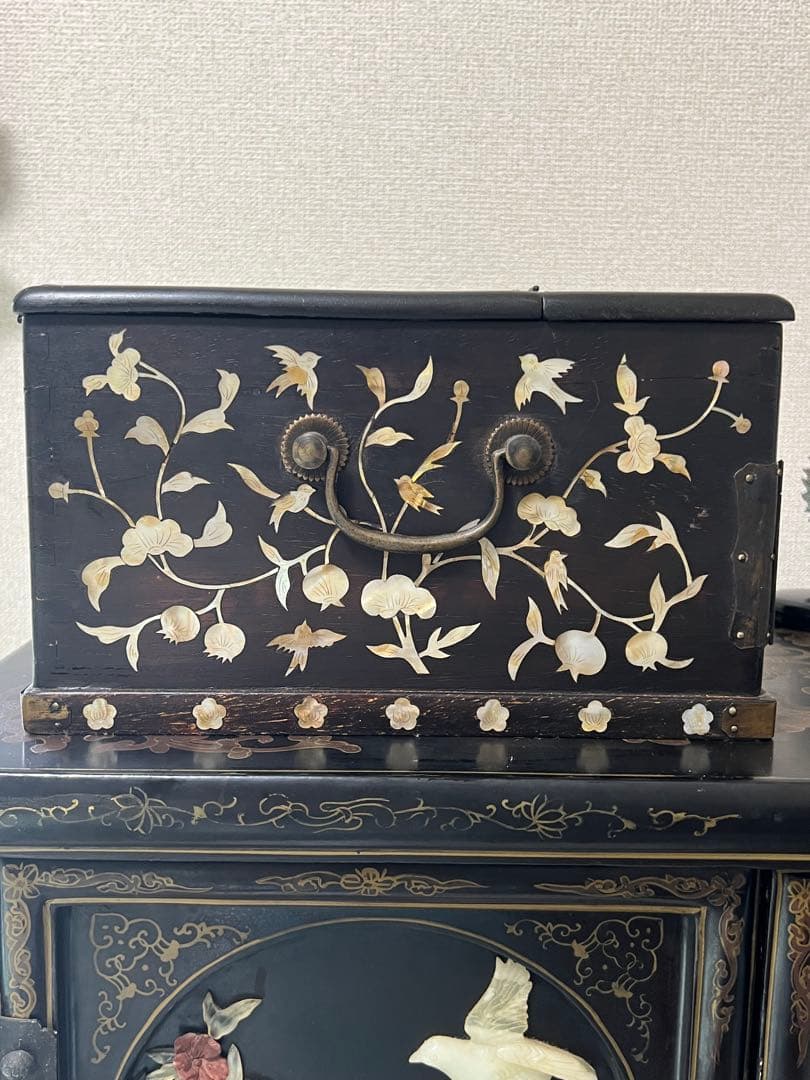 中国螺鈿化粧箱骨董 紫檀です