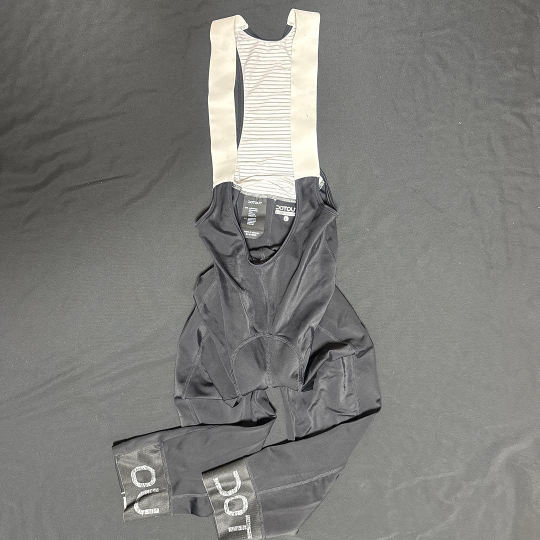 DOTOUT ストライプ肩ひも 膝下7分丈　ビブタイツ　L