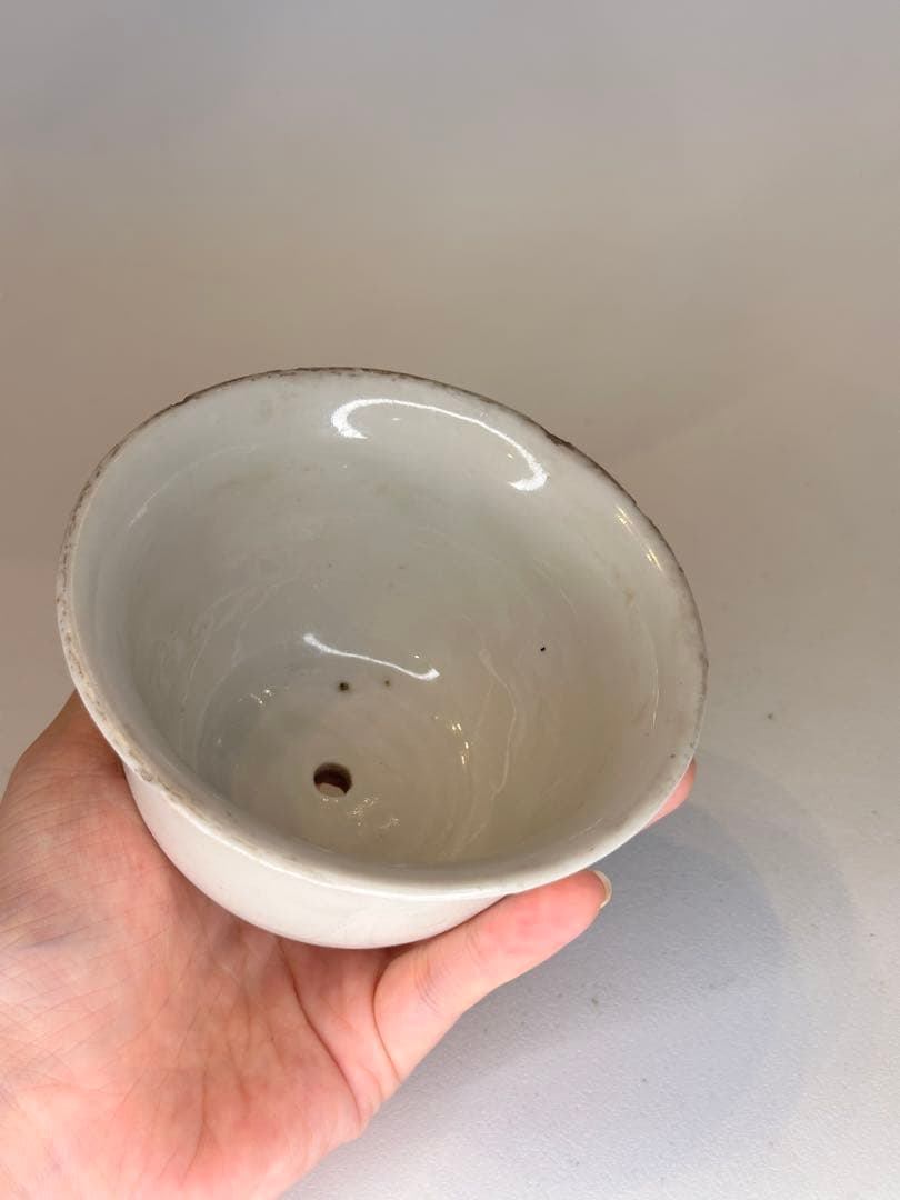 中国 清代 德化窯 白磁 三足 花盆 古陶磁 有傷