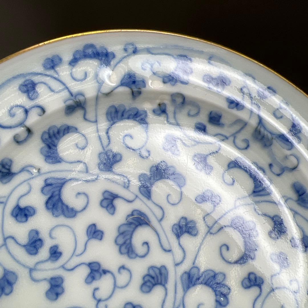 江戸中期　古伊万里唐草文　最上手小皿20枚　木箱付　東Y7-1104☆2Fトエオ